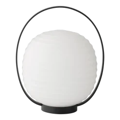 Lampe lanterne portable en acier et verre opale noire - New works