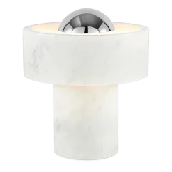 Lampe portable en marbre blanc et argenté 19cm Stone - Tom Dixon