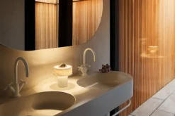 Lampe portable en marbre blanc et doré 19cm Stone - Tom Dixon