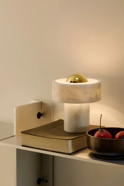 Lampe portable en marbre blanc et doré 19cm Stone - Tom Dixon