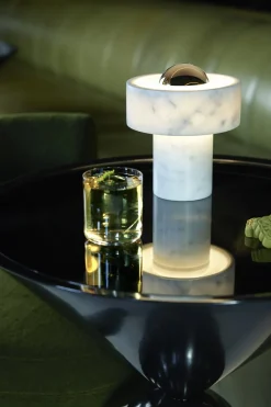 Lampe portable en marbre blanc et doré 19cm Stone - Tom Dixon