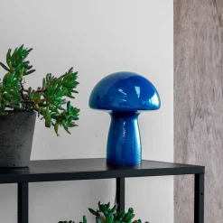 Lampe à poser en verre bleu champignon 18x23cm Jenny - Dyberg larsen