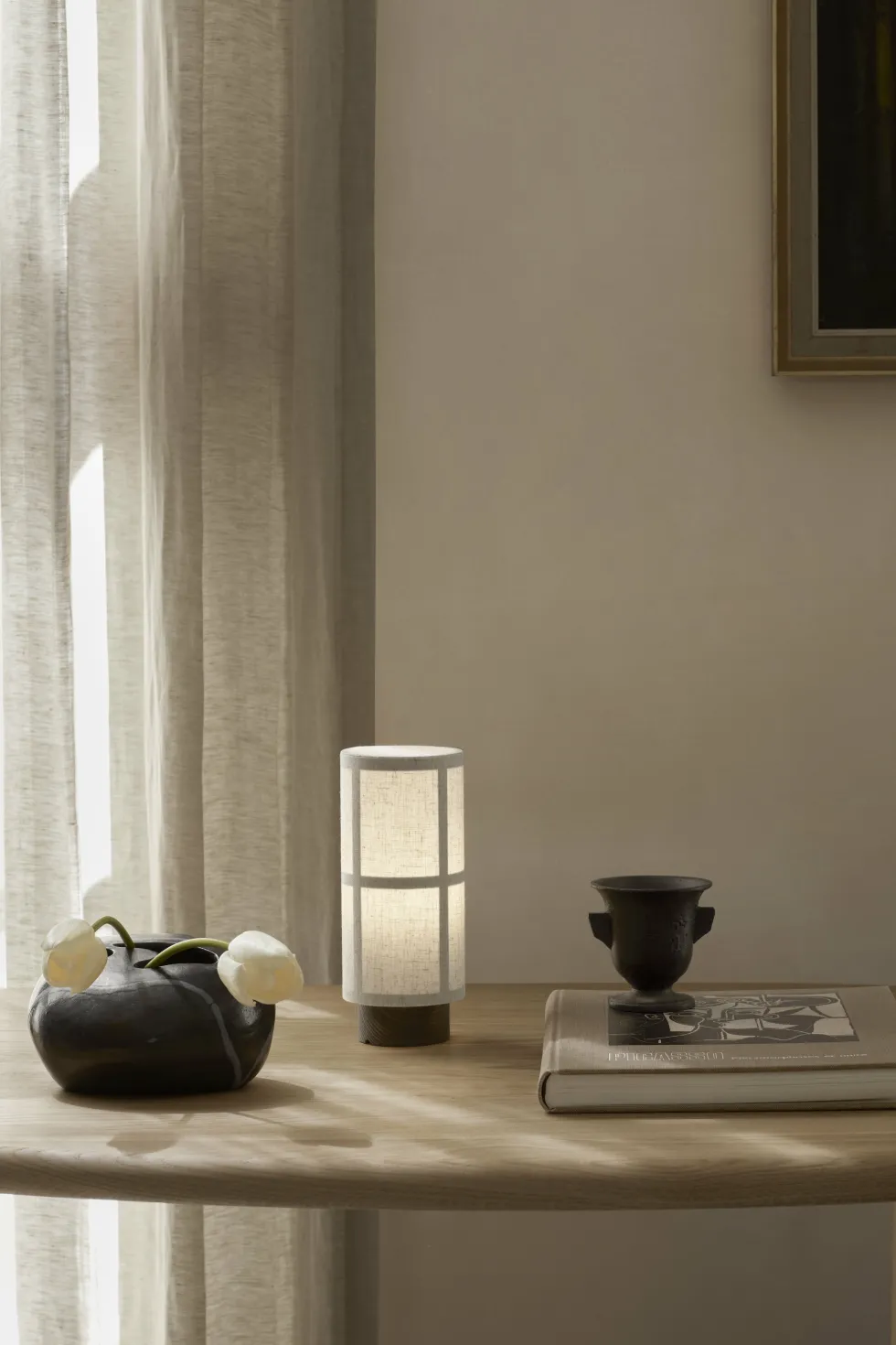 Lampe sans fil en lin naturel 23,5cm Hashira - Audo