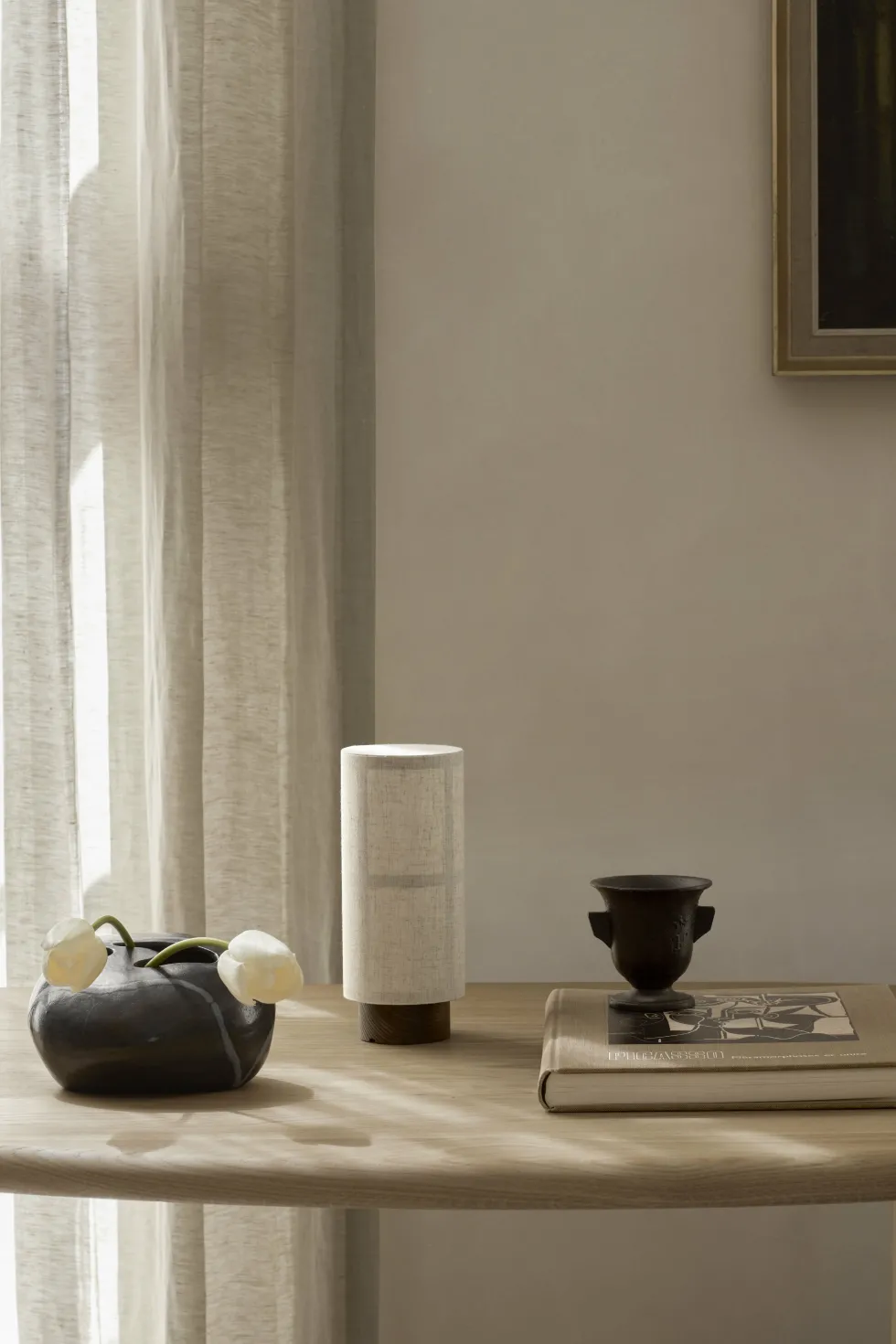 Lampe sans fil en lin naturel 23,5cm Hashira - Audo