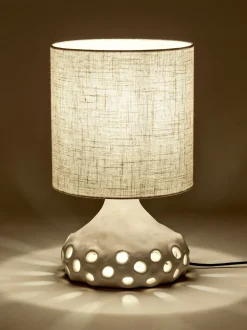 Lampe à table en grès blanc et abat-jour beige Oya 01 - Serax