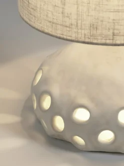 Lampe à table en grès blanc et abat-jour beige Oya 01 - Serax