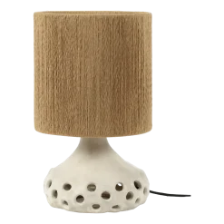 Lampe à table en grès blanc et abat-jour marron Oya 01 - Serax