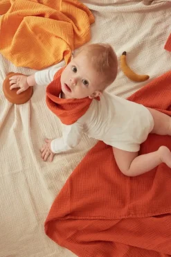 Lange en gaze de coton 90 x 90 cm orange abricot Les Petits - The Cool Republic