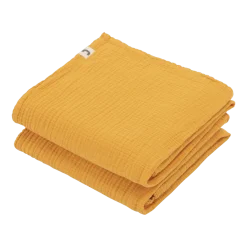 2 Langes en gaze de coton 60 x 60 cm jaune tournesol Les Petits - The Cool Republic