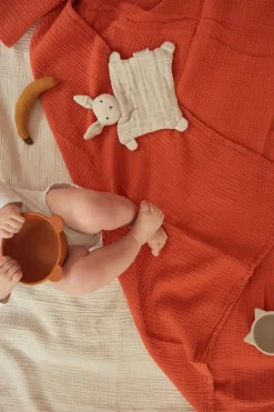 2 Langes en gaze de coton 60 x 60 cm orange abricot Les Petits - The Cool Republic