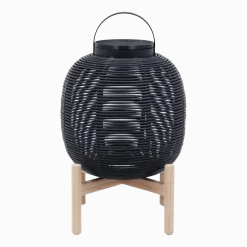 Lanterne d'extérieur noir avec pieds en teck H59 cm Tika - Vincent Sheppard