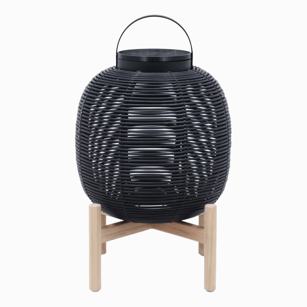 Lanterne d'extérieur noir avec pieds en teck H59 cm Tika - Vincent Sheppard
