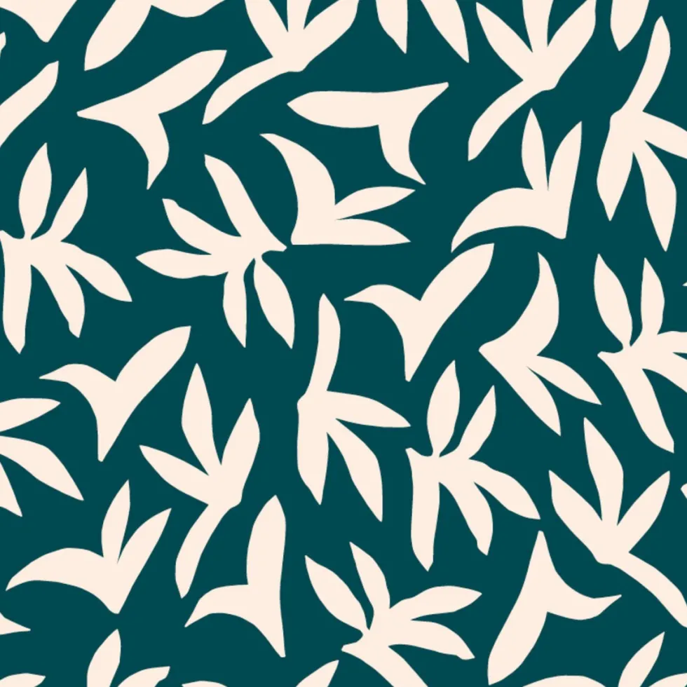 Lé de papier peint beige sur vert foncé Loup - MUES Design