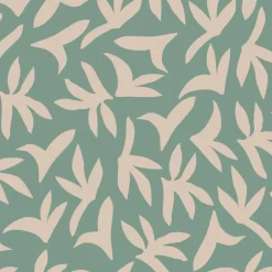 Lé de papier peint beige sur vert Loup - MUES Design