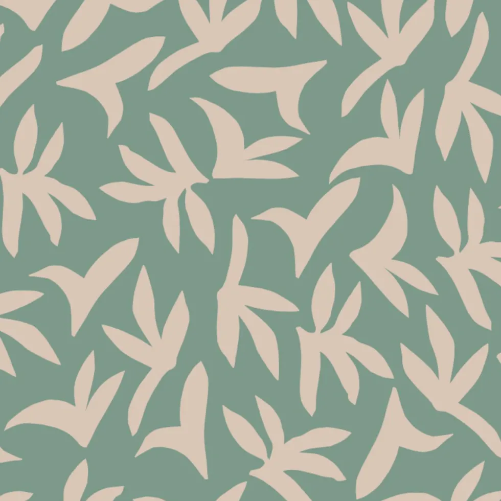 Lé de papier peint beige sur vert Loup - MUES Design