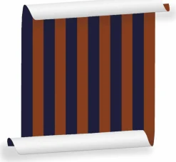 Lé de papier peint bleu nuit et marron Auguste 03 - Mues Design