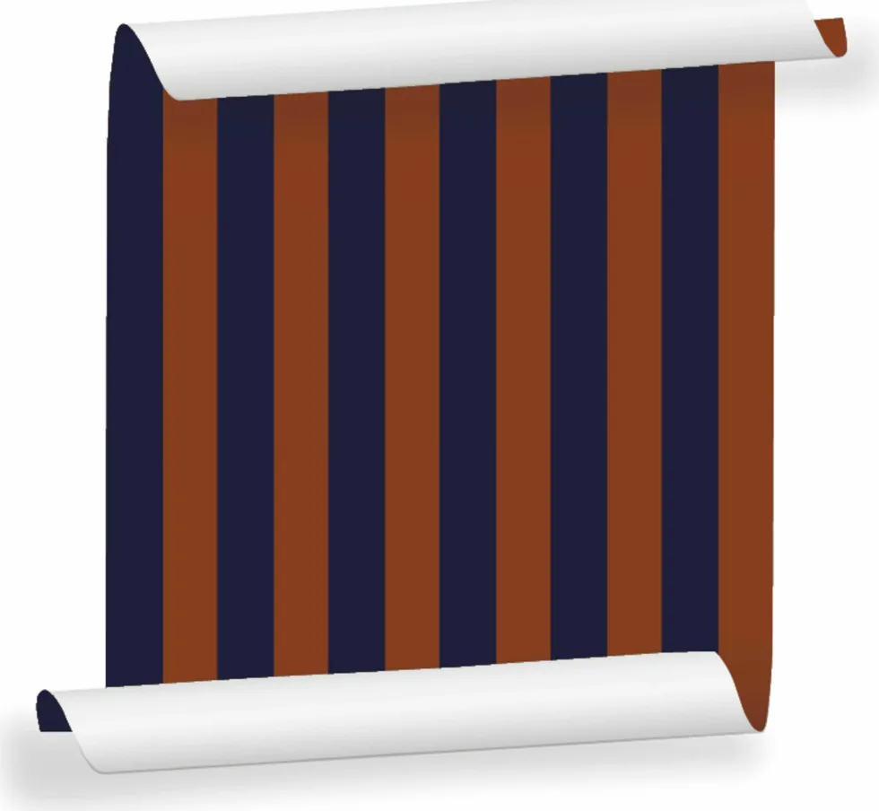 Lé de papier peint bleu nuit et marron Auguste 03 - Mues Design