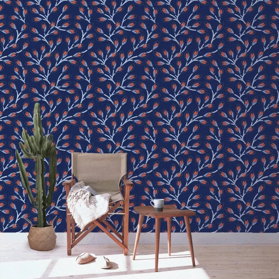 Lé de papier peint bleu Nyambura - MUES Design