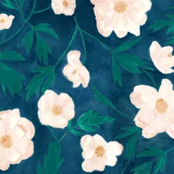 Lé de papier peint fleuri sur fond bleu foncé Aude - Mues Design