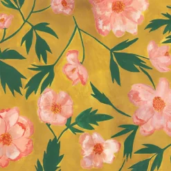 Lé de papier peint fleuri sur fond jaune moutarde Aude - Mues Design