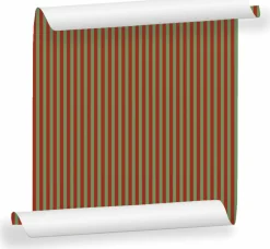 Lé de papier peint rouge cardinal et vert sauge Ernest 27 - Mues Design