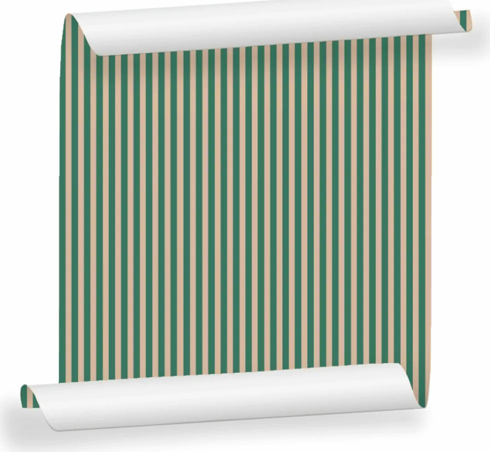 Lé de papier peint vert jade foncé et beige Ernest 23 - Mues Design