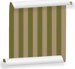 Lé de papier peint vert kaki et beige Auguste 25 - Mues Design