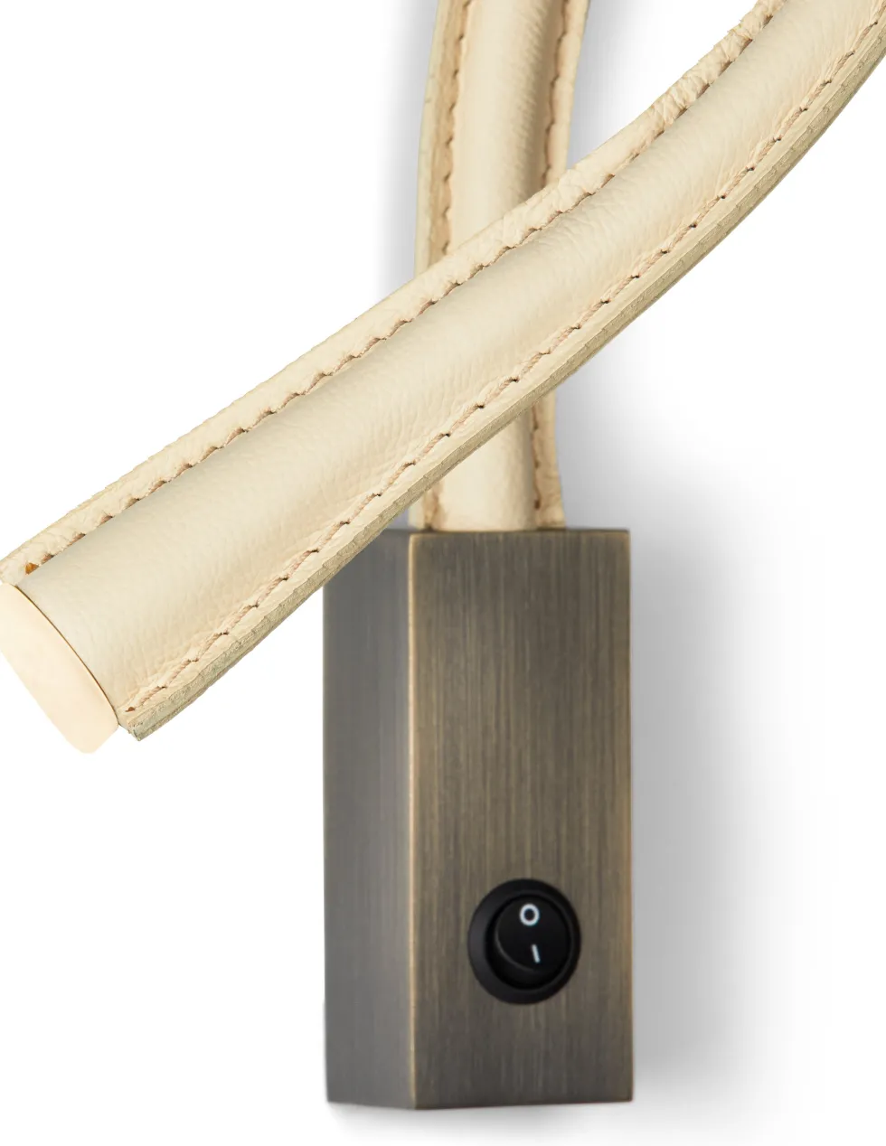 Liseuse en cuir ivoire et bronze avec interrupteur 60 cm Flexiled - Contardi