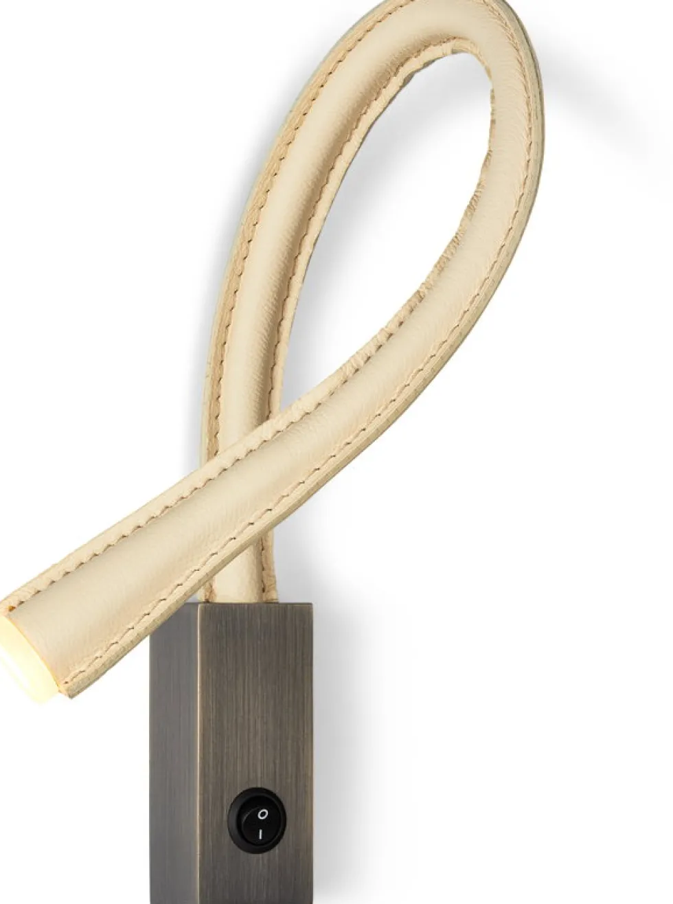 Liseuse en cuir ivoire et bronze avec interrupteur 60 cm Flexiled - Contardi