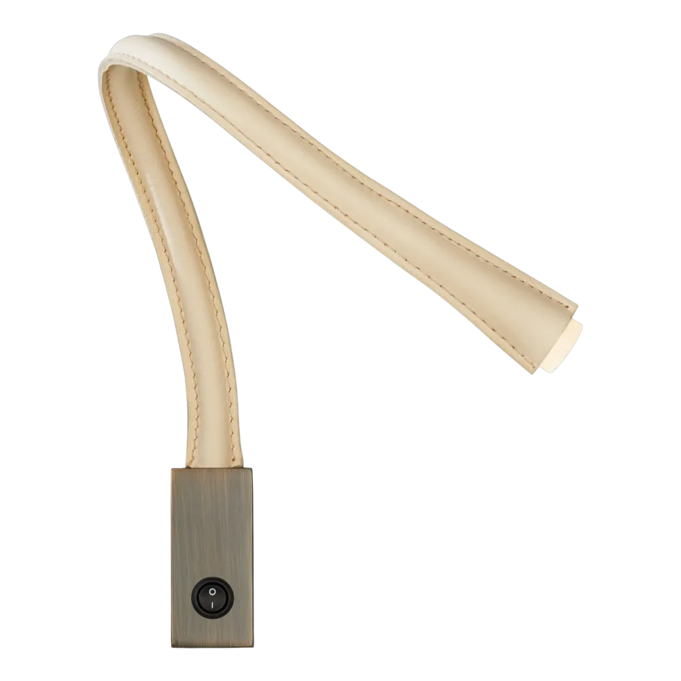 Liseuse en cuir ivoire et bronze avec interrupteur 60 cm Flexiled - Contardi