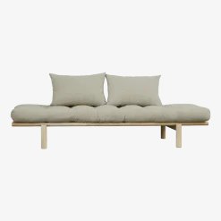 Lit de jour en bois clair et matelas lin Pace - Karup Design