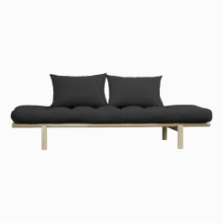 Lit de jour en bois naturel et coton noir Pace - Karup Design