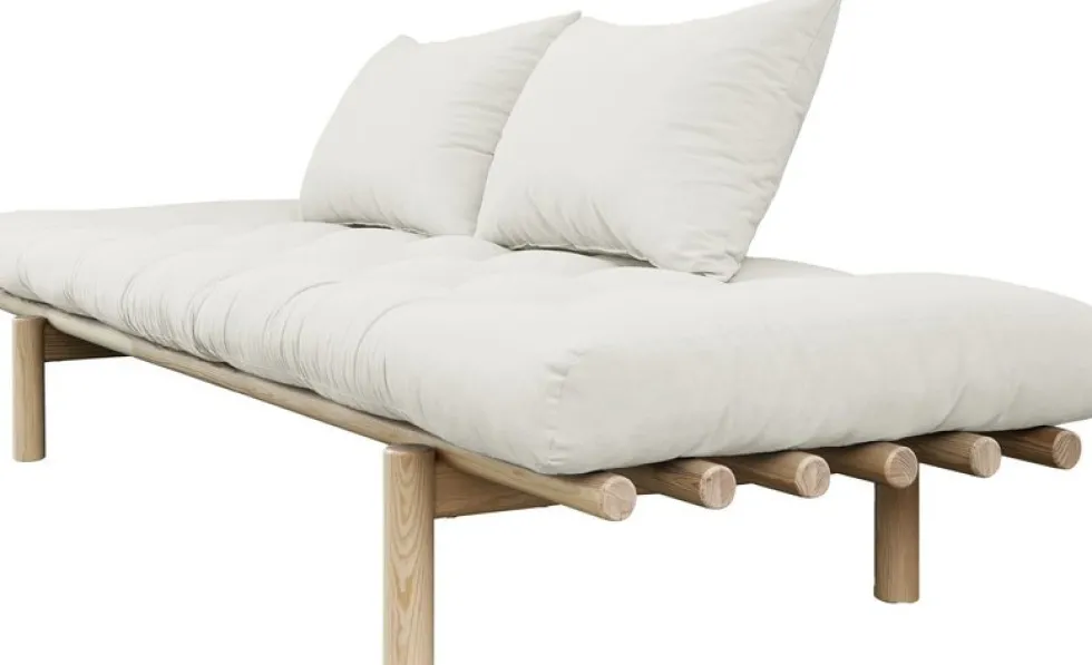 Lit de jour en bois naturel et matelas écru Pace - Karup Design