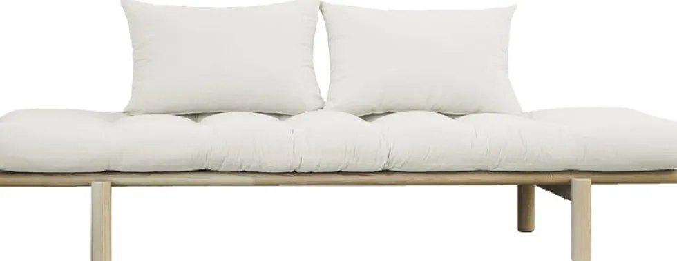 Lit de jour en bois naturel et matelas écru Pace - Karup Design