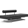 Lit de jour en cuir noir avec pieds chromés 178x68cm Ghia - Innovation Living