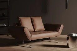 Lit de jour en cuir noir avec pieds chromés 178x68cm Ghia - Innovation Living