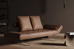 Lit de jour en cuir noir avec pieds chromés 178x68cm Ghia - Innovation Living