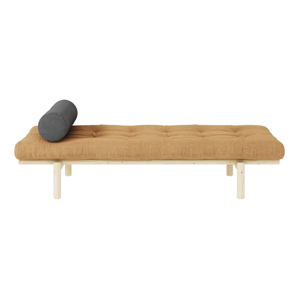 Lit de jour en pin clair et velours côtelé marron fudge Next Daybed - Karup Design