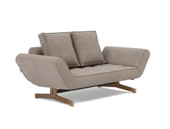 Lit de jour en polyester beige avec pieds en bois 178x68cm Ghia - Innovation Living