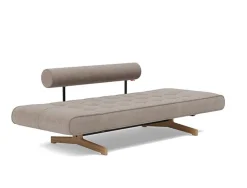 Lit de jour en polyester beige avec pieds en bois 178x68cm Ghia - Innovation Living