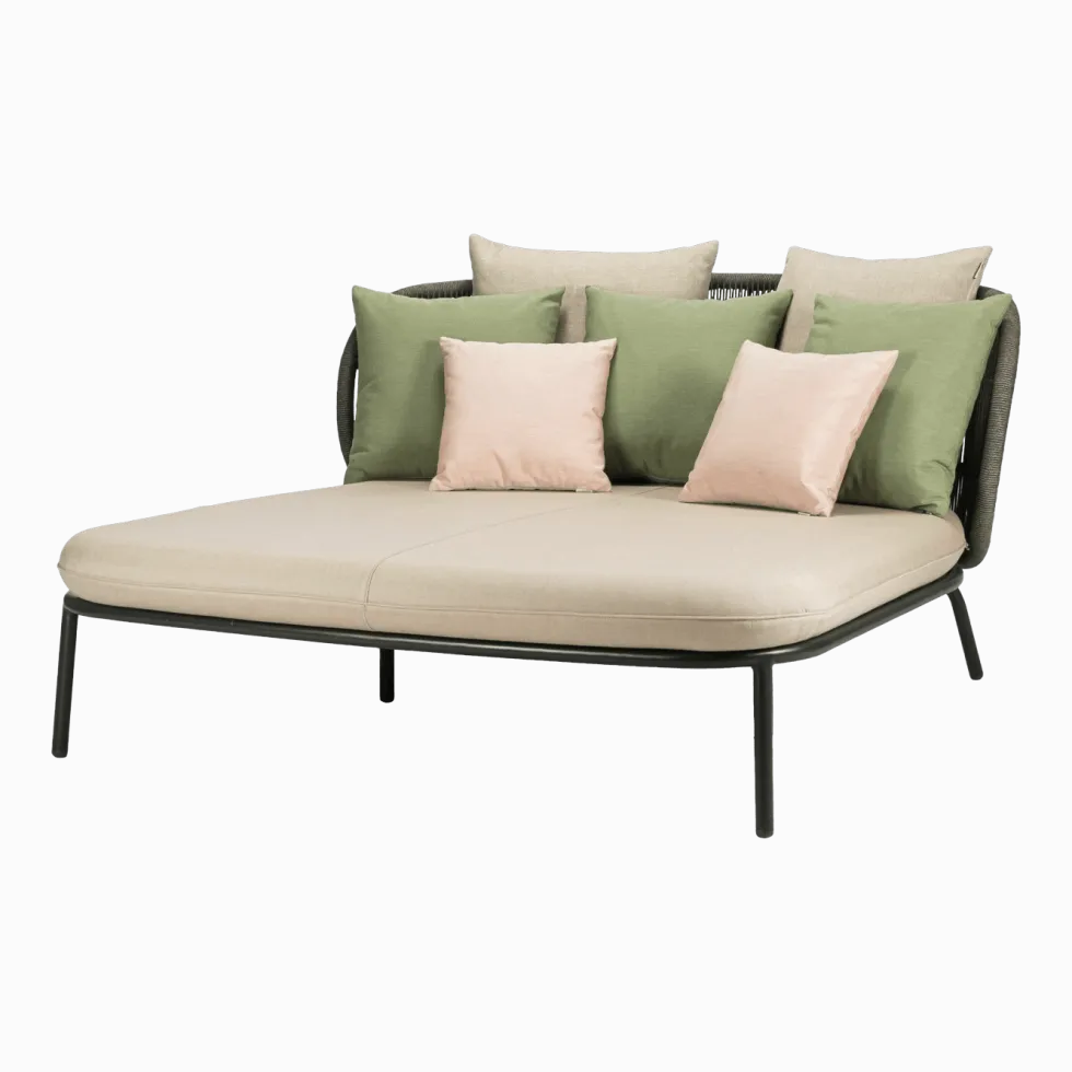 Lit de jour gris fossil tissu Amande avec 7 coussins déco Kodo - Vincent Sheppard