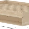 Lit double avec étagère en pin solide 140x200cm Grow - Flexa