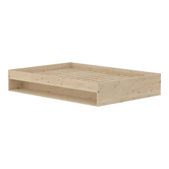 Lit double avec étagère en pin solide 140x200cm Grow - Flexa