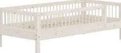 Lit simple avec barrière en pin solide et contreplaqué de bouleau crème 90x200cm Classic - Flexa