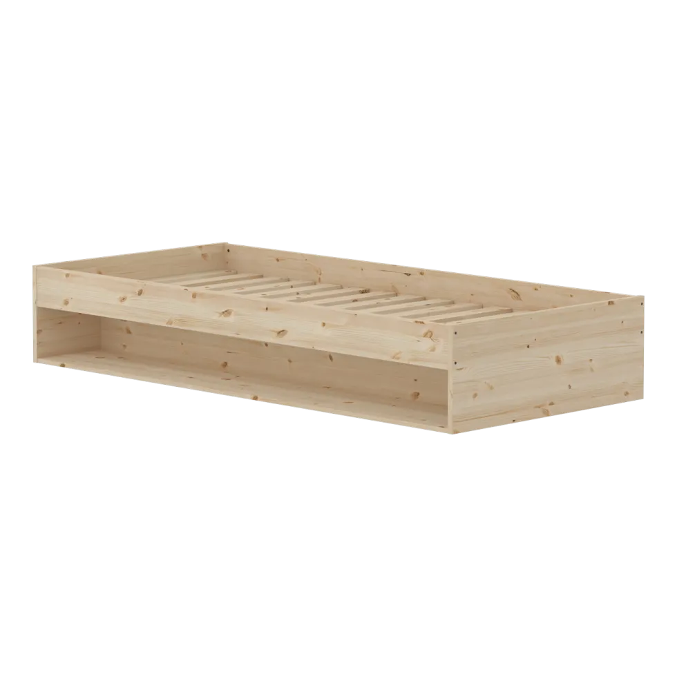 Lit simple avec étagère en pin solide 90x200cm Grow - Flexa