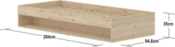Lit simple avec étagère en pin solide 90x200cm Grow - Flexa