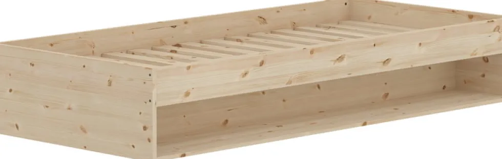 Lit simple avec étagère en pin solide 90x200cm Grow - Flexa
