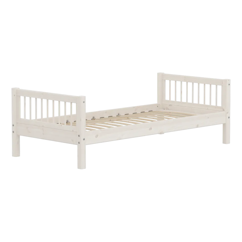 Lit simple en pin solide et contreplaqué de bouleau blanc 90x200cm Classic - Flexa