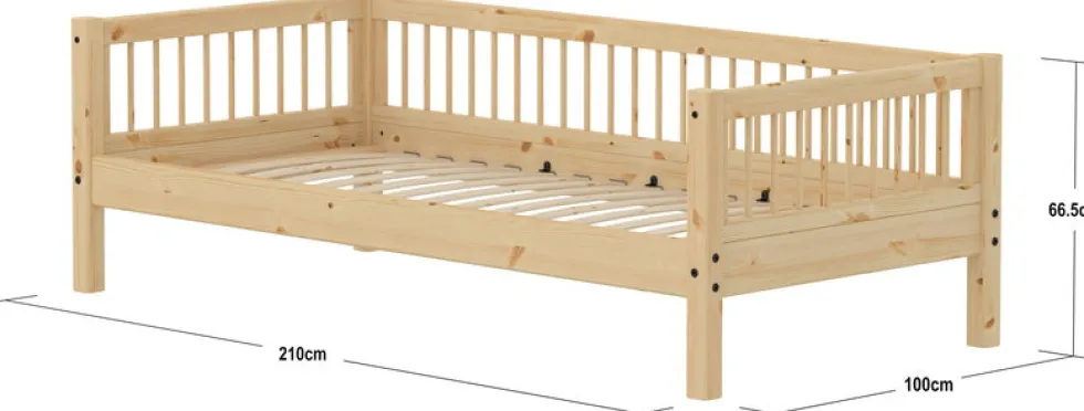 Lit simple en pin solide et contreplaqué de bouleau 90x200cm Classic - Flexa