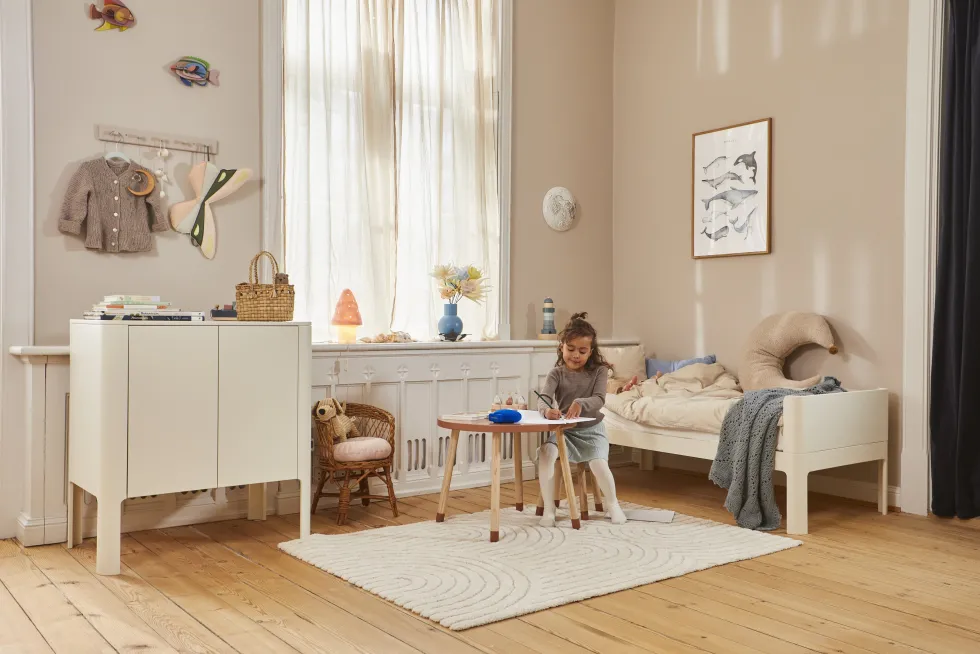 Lit simple pour enfant en bois contreplaqué crème 70x150cm Nova - Flexa